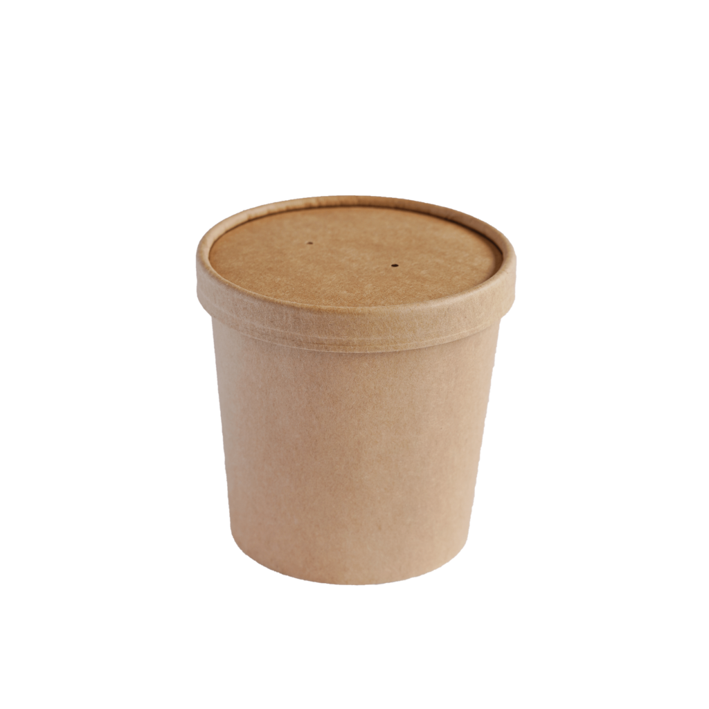 Kraft Paper Tub with Lid- 500ml - CaneCart